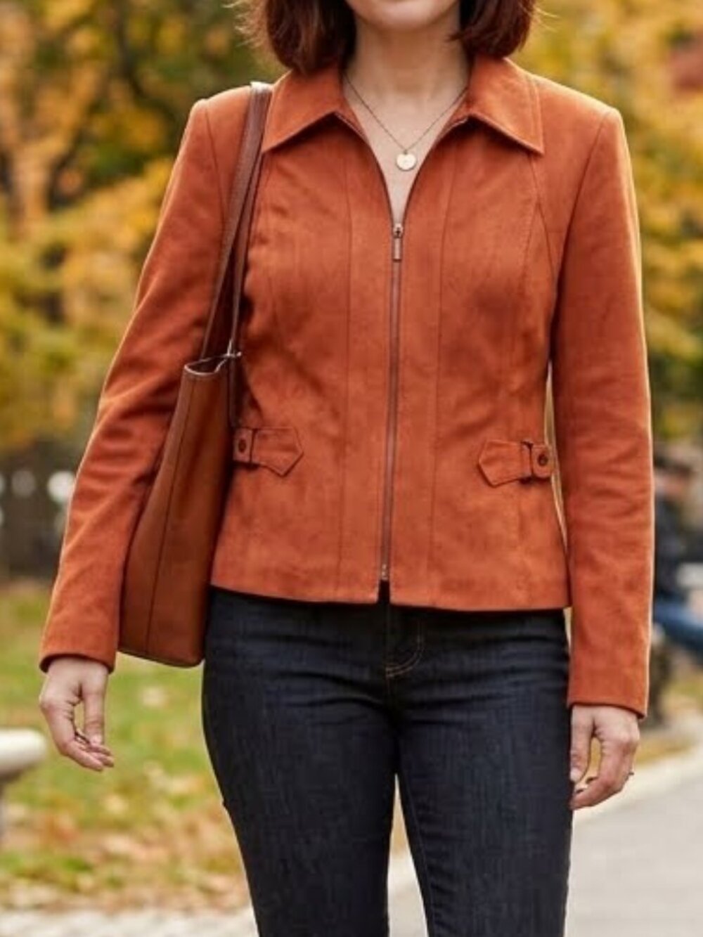 Proportion Petite Conrad C Woman's Faux Suede Zippered Blazer Jacket Size 6